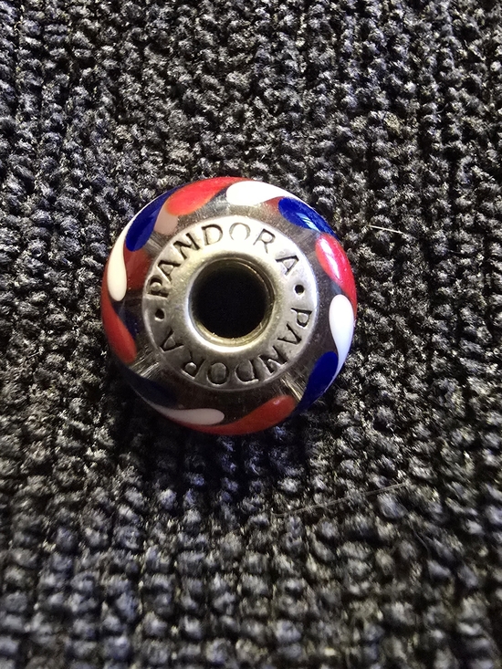 Pandora Jewelry - Pandora Red, White & Blue Swirl Murano Glass Charm